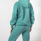 Hoodie warm sattes grün Damen Baumwolle